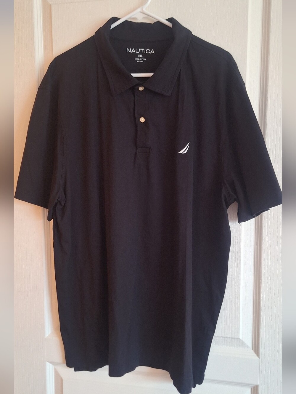 Nautica Men’s Black Polo with White Sail Logo